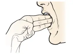 Normal width of an open mouth involving three finger widths